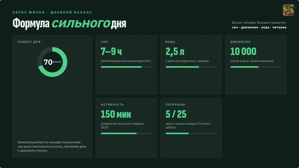 Пример слайда «Формула сильного дня»