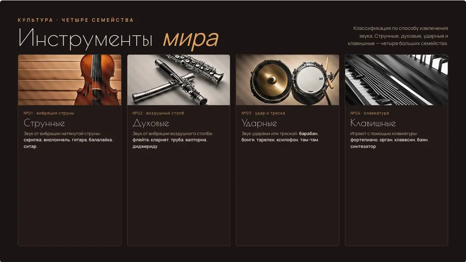 Пример слайда «Инструменты мира»