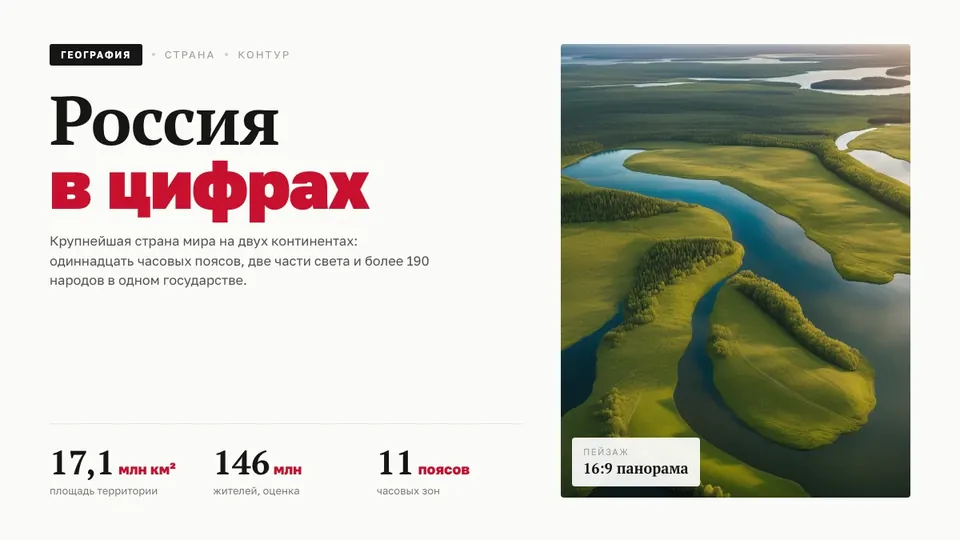 Пример слайда «Россия в цифрах»