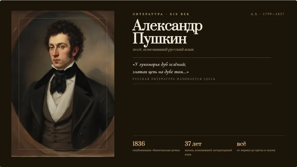 Пример слайда «Александр Пушкин»