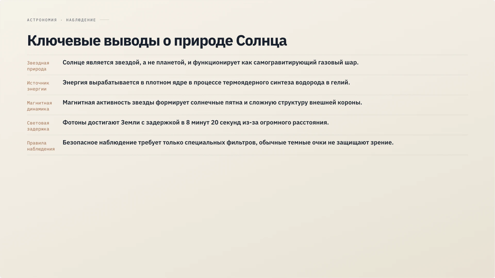 Слайд 9 «Ключевые выводы о природе Солнца» из презентации «Солнце: строение, энергия и влияние на Землю».