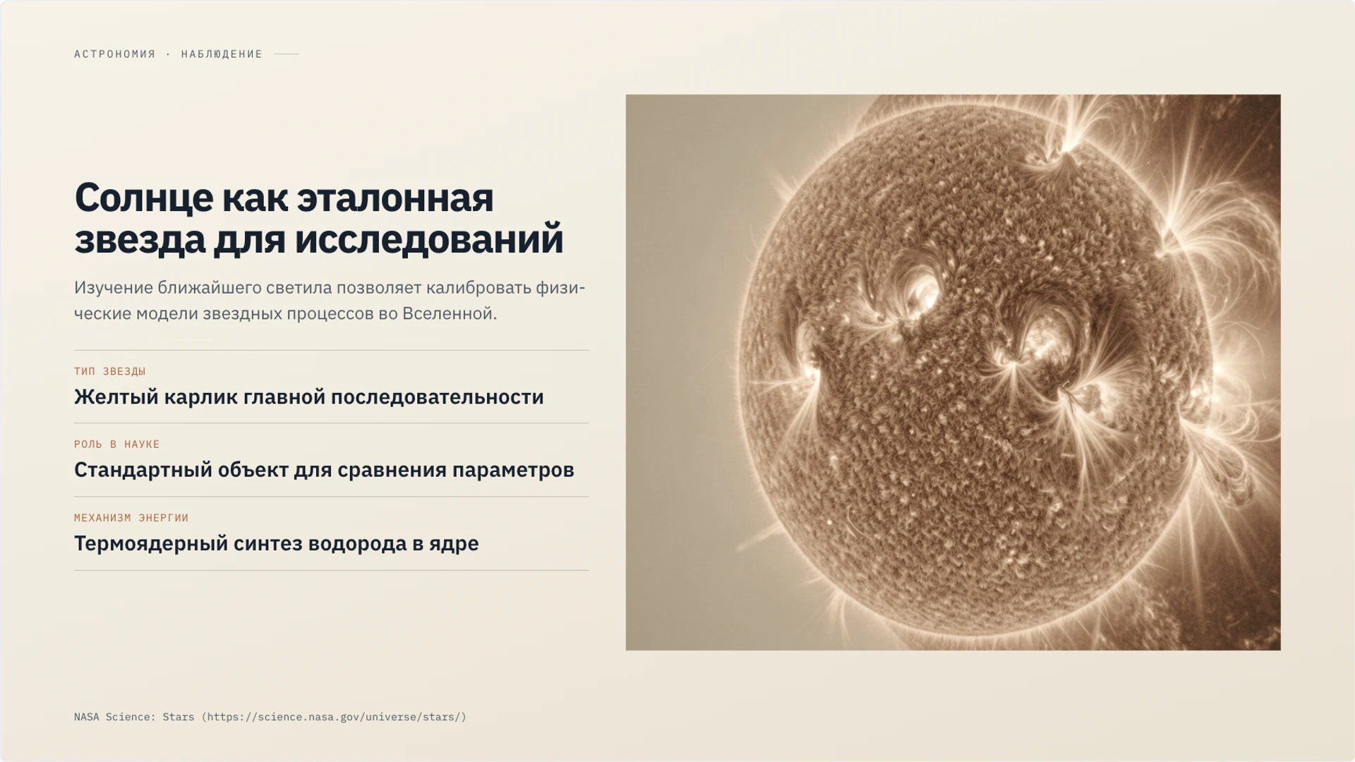 Слайд 7 «Солнце как эталонная звезда для исследований» из презентации «Звёзды: свойства, классы и жизненный цикл».