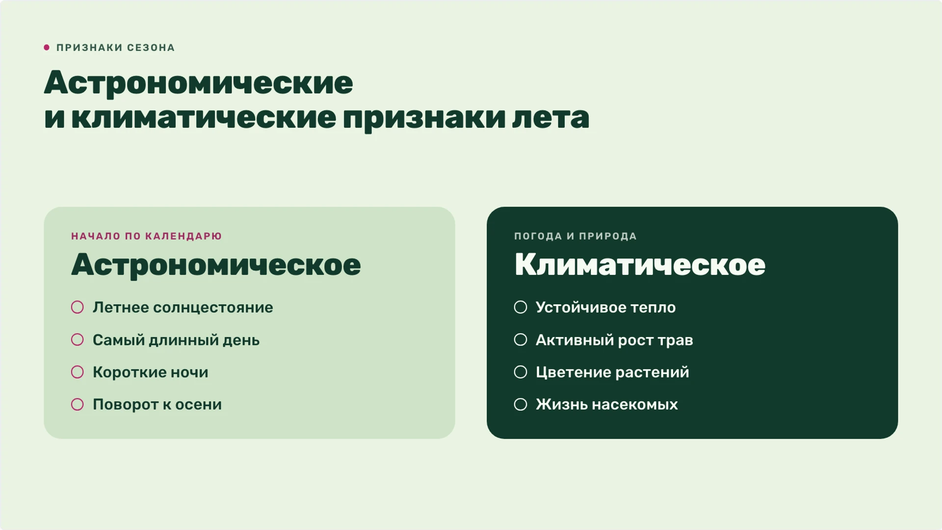 Слайд 3 «Астрономические и климатические признаки лета» из презентации «Лето: изменения в природе и жизнь организмов».