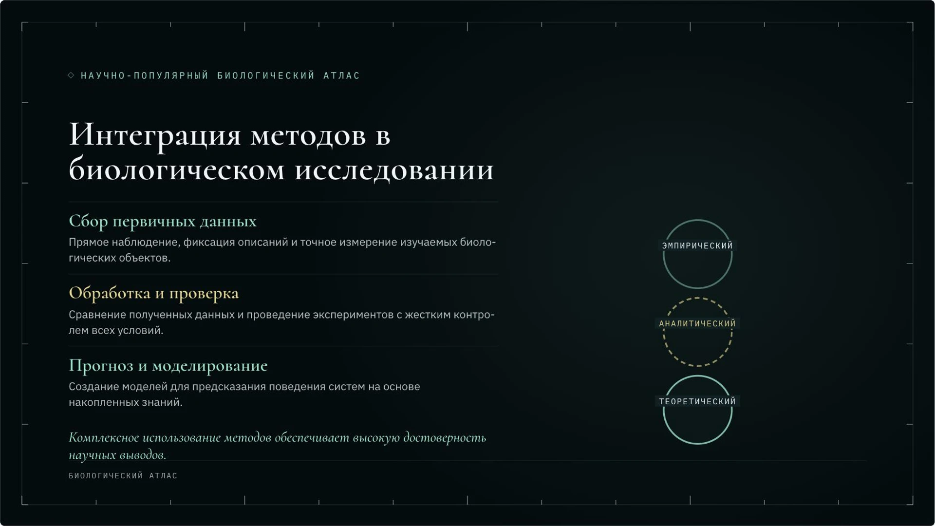 Слайд 9 «Интеграция методов в биологическом исследовании» из презентации «Методы биологии: наблюдение, сравнение и эксперимент».