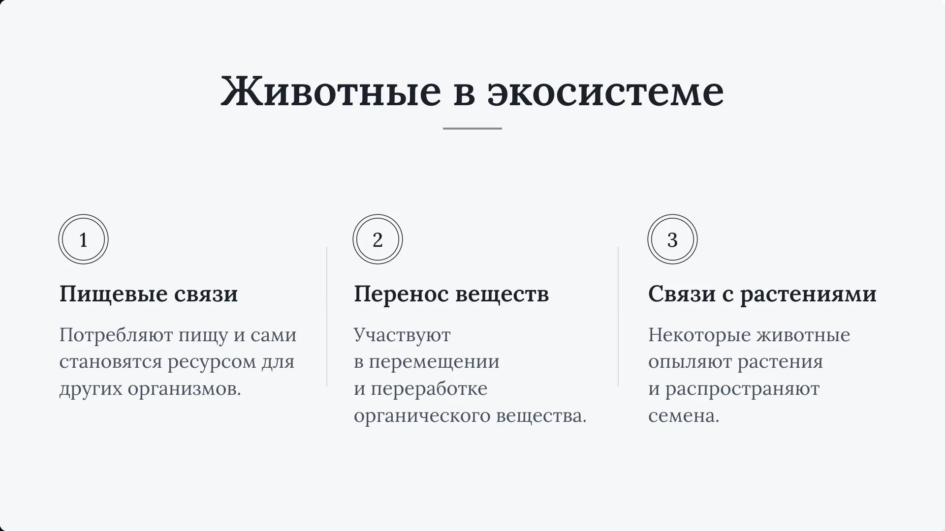 Слайд 10 «Животные в экосистеме» из презентации «Общие признаки животных».