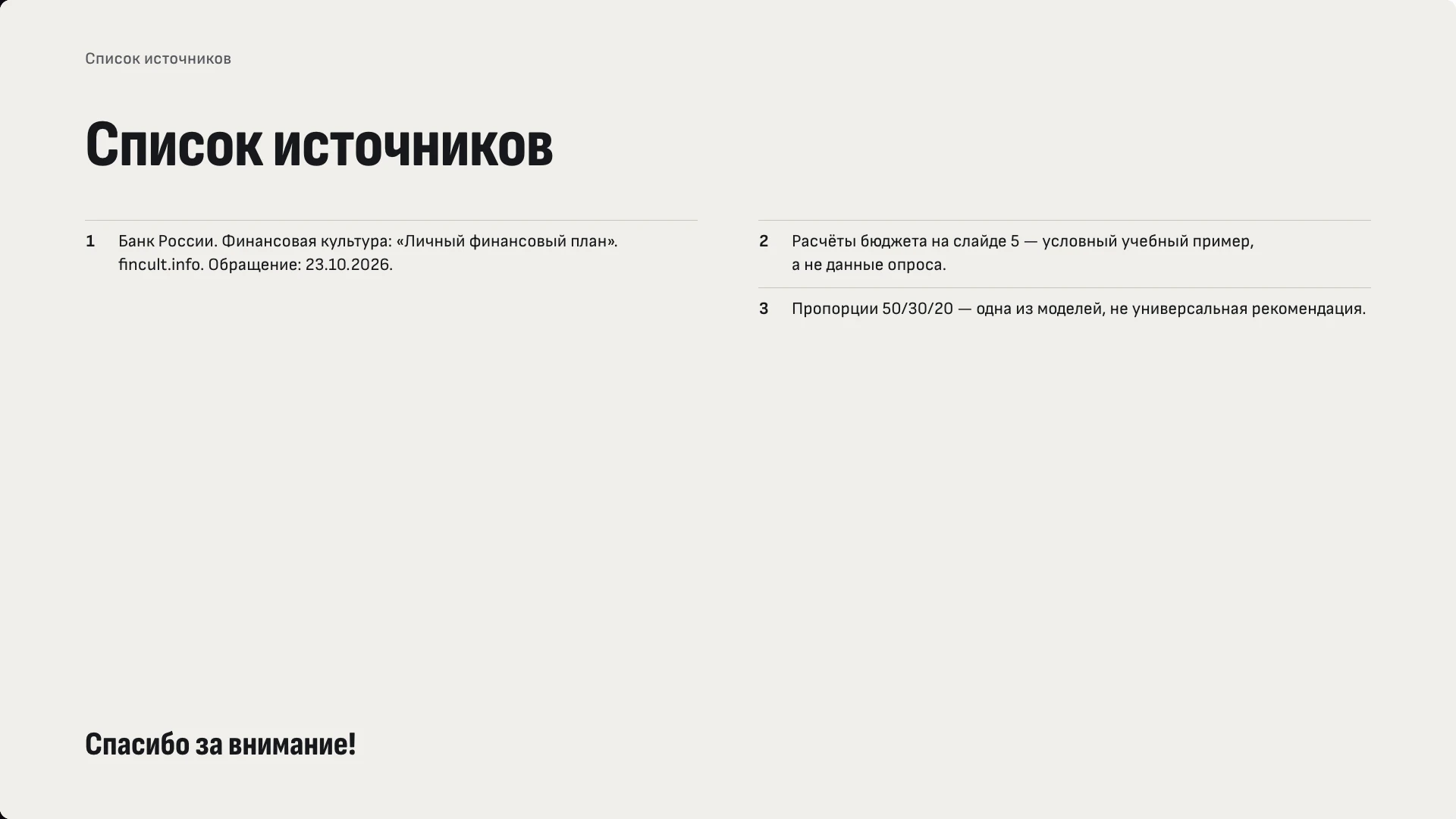 Слайд 10 «Список источников» из презентации «Финансовая грамотность».