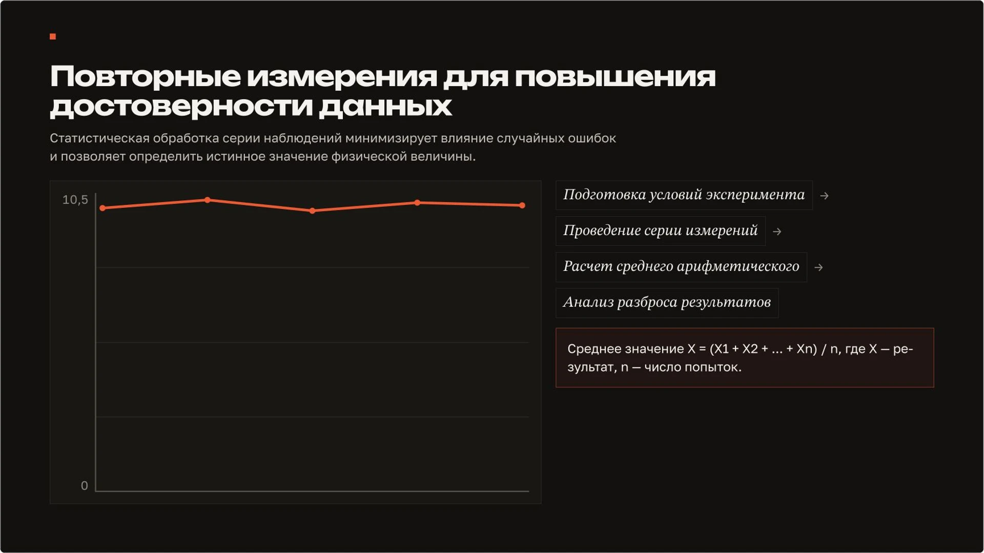 Слайд 6 «Повторные измерения для повышения достоверности данных» из презентации «Измерения в физике: шкала, цена деления и погрешность».