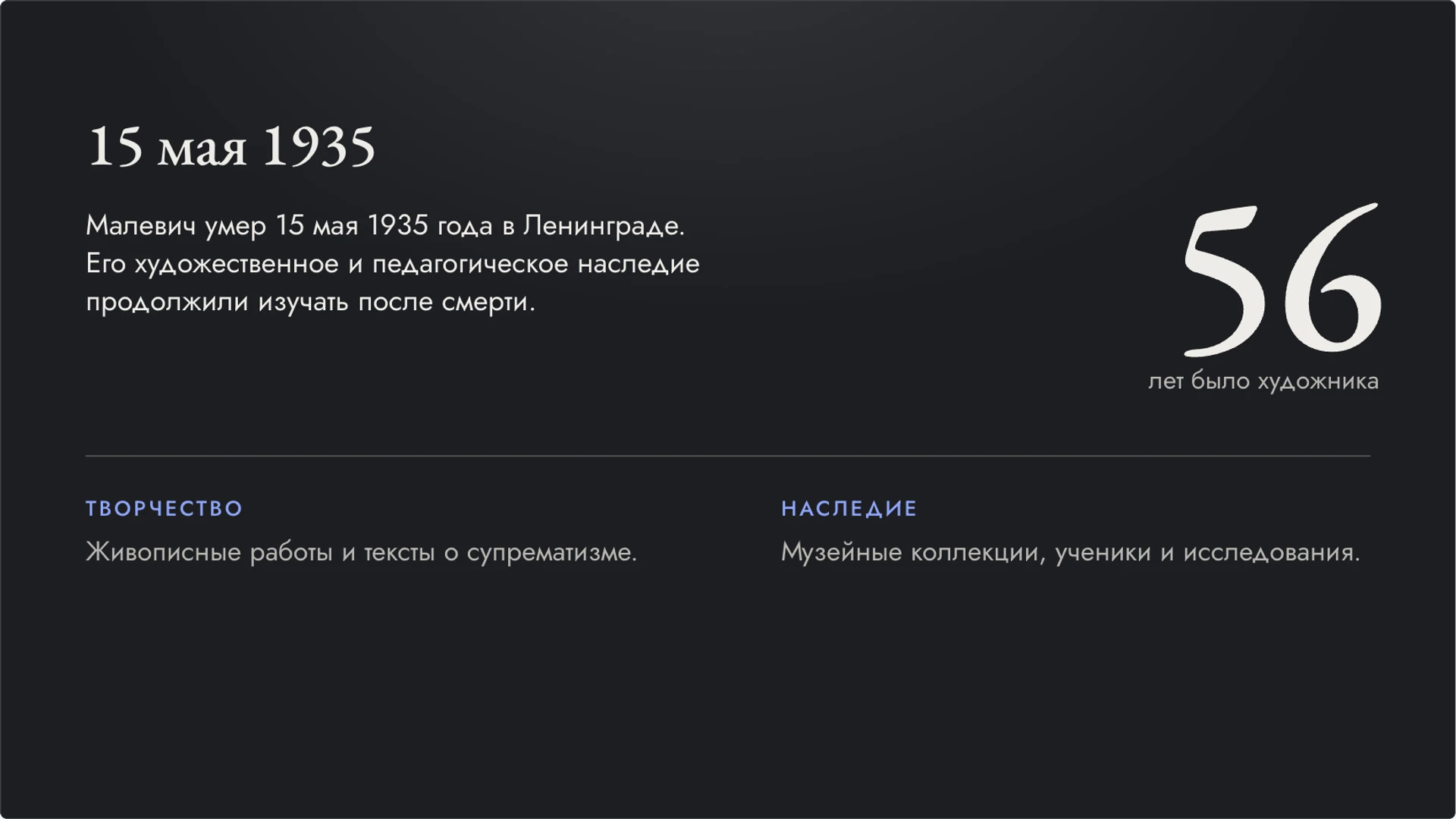 Слайд 8 «15 мая 1935» из презентации «Казимир Малевич и супрематизм».