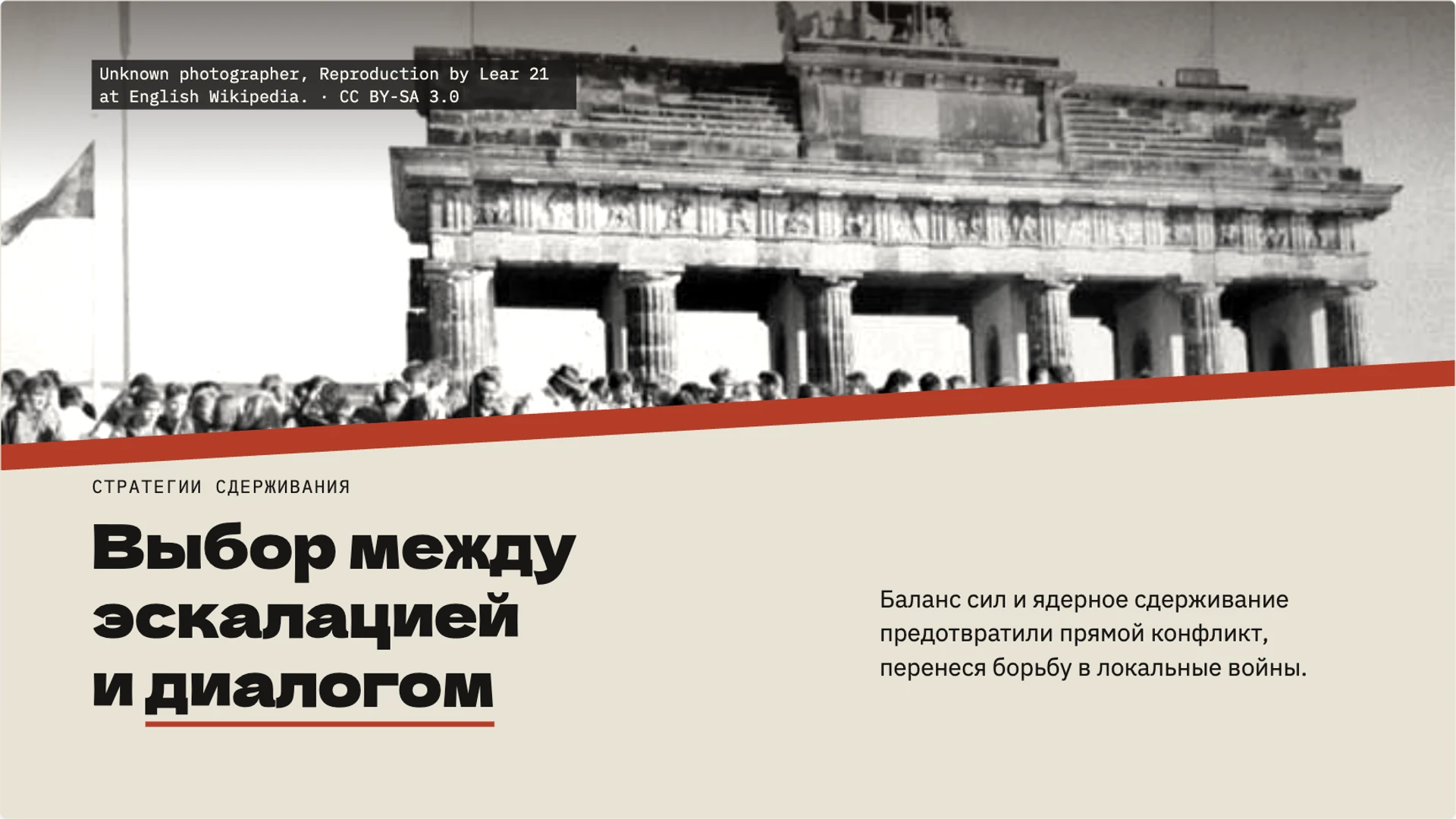 Слайд 7 «Выбор между эскалацией и диалогом» из презентации «Холодная война: противостояние и разрядка».