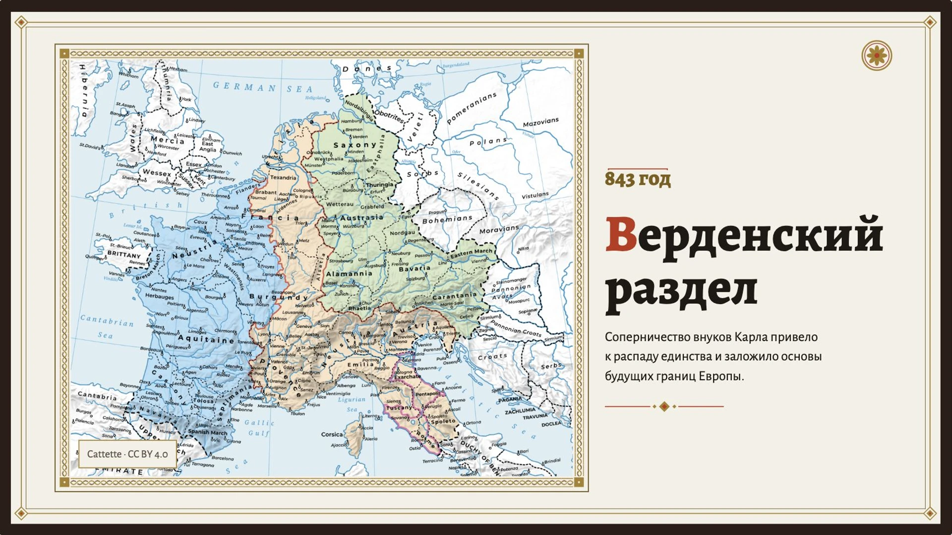 Слайд 8 «Верденский раздел» из презентации «Карл Великий и его империя».