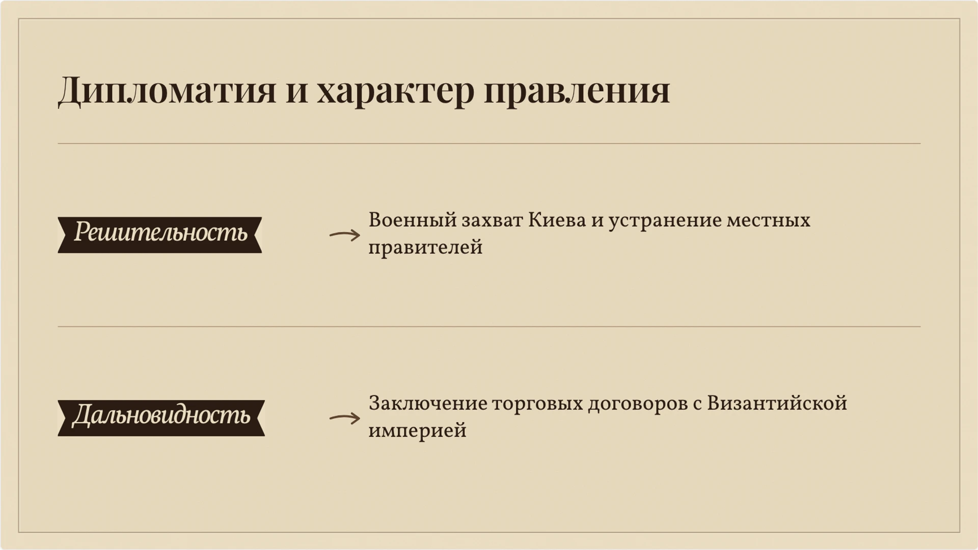 Слайд 5 «Дипломатия и характер правления» из презентации «Князь Олег: летописный рассказ и исторические свидетельства».