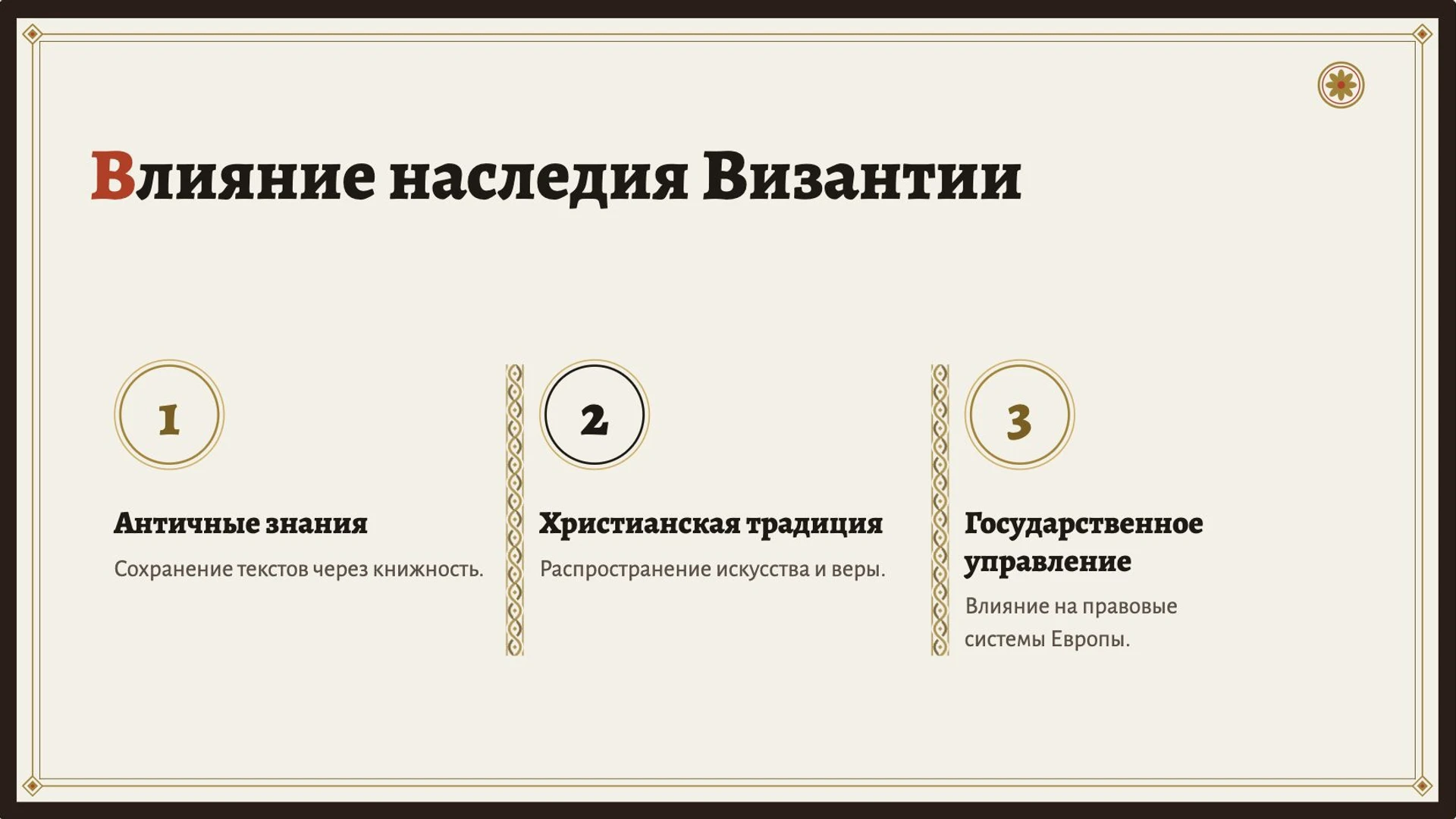 Слайд 9 «Влияние наследия Византии» из презентации «Византийская империя».