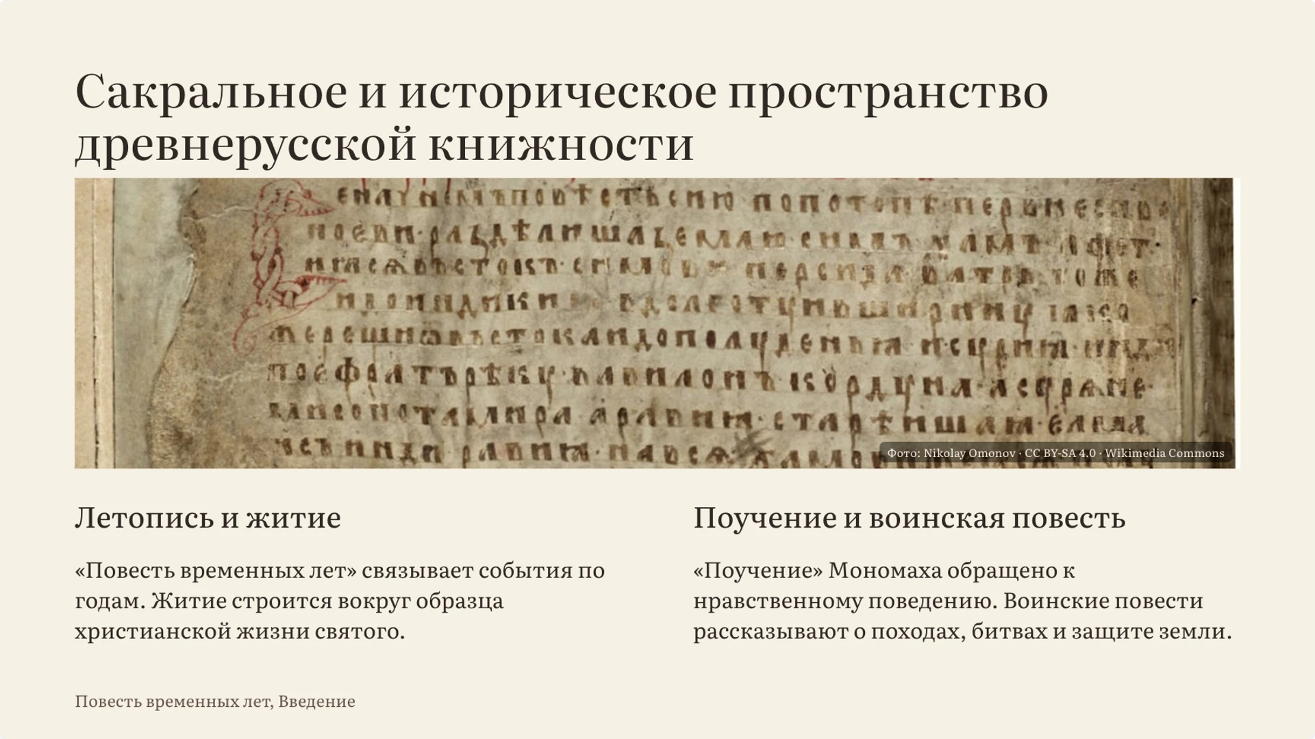 Слайд 2 «Сакральное и историческое пространство древнерусской книжности» из презентации «Древнерусская литература: жанры и представление о мире».