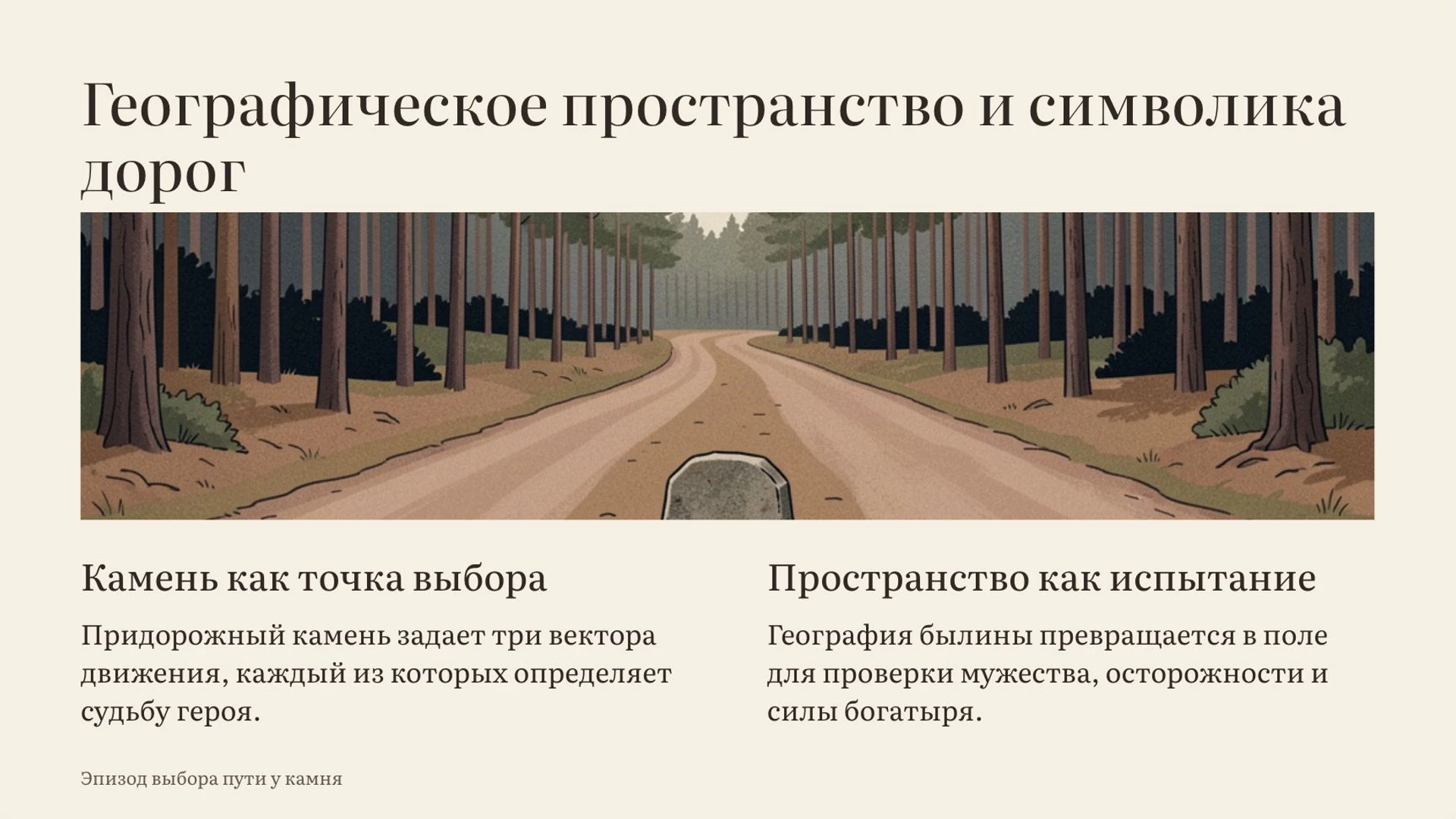 Слайд 2 «Географическое пространство и символика дорог» из презентации ««Ильины три поездочки»».