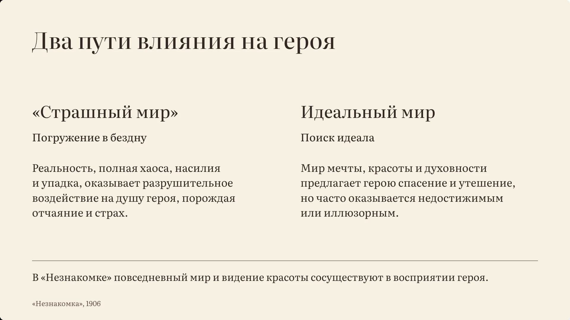 Слайд 3 «Два пути влияния на героя» из презентации «Лирический герой и «страшный мир» Блока».