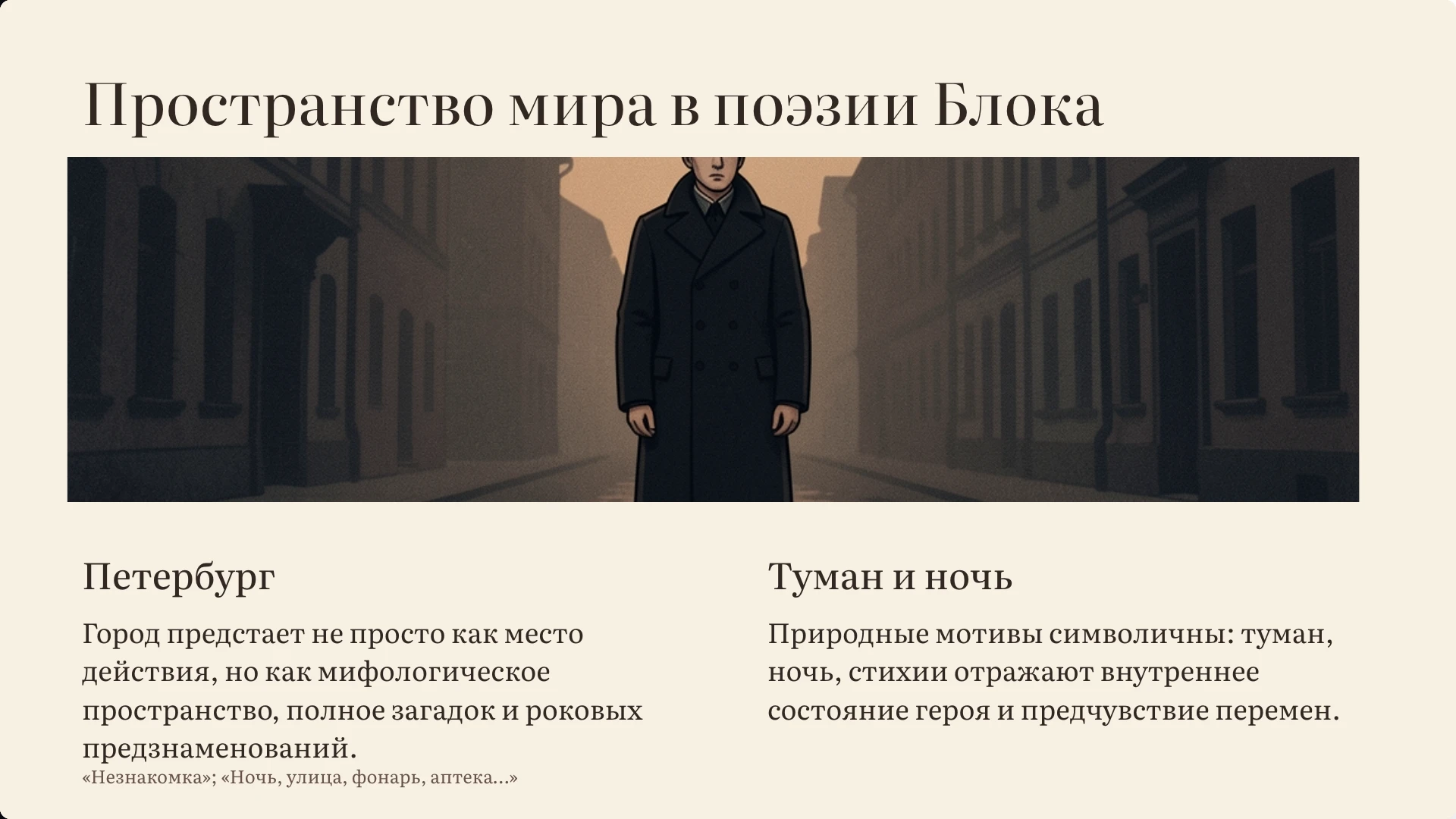 Слайд 4 «Пространство мира в поэзии Блока» из презентации «Лирический герой и «страшный мир» Блока».