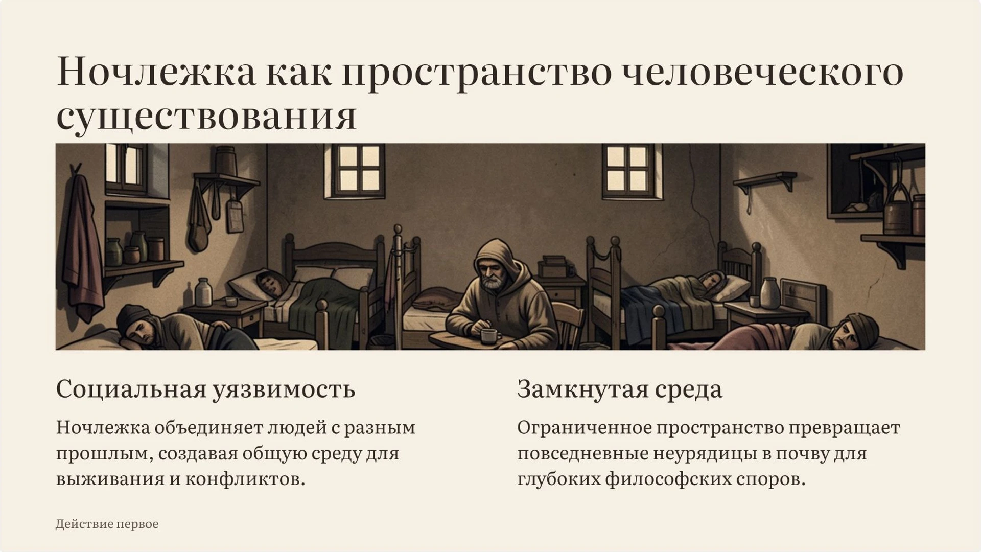 Слайд 3 «Ночлежка как пространство человеческого существования» из презентации ««На дне» М. Горького».