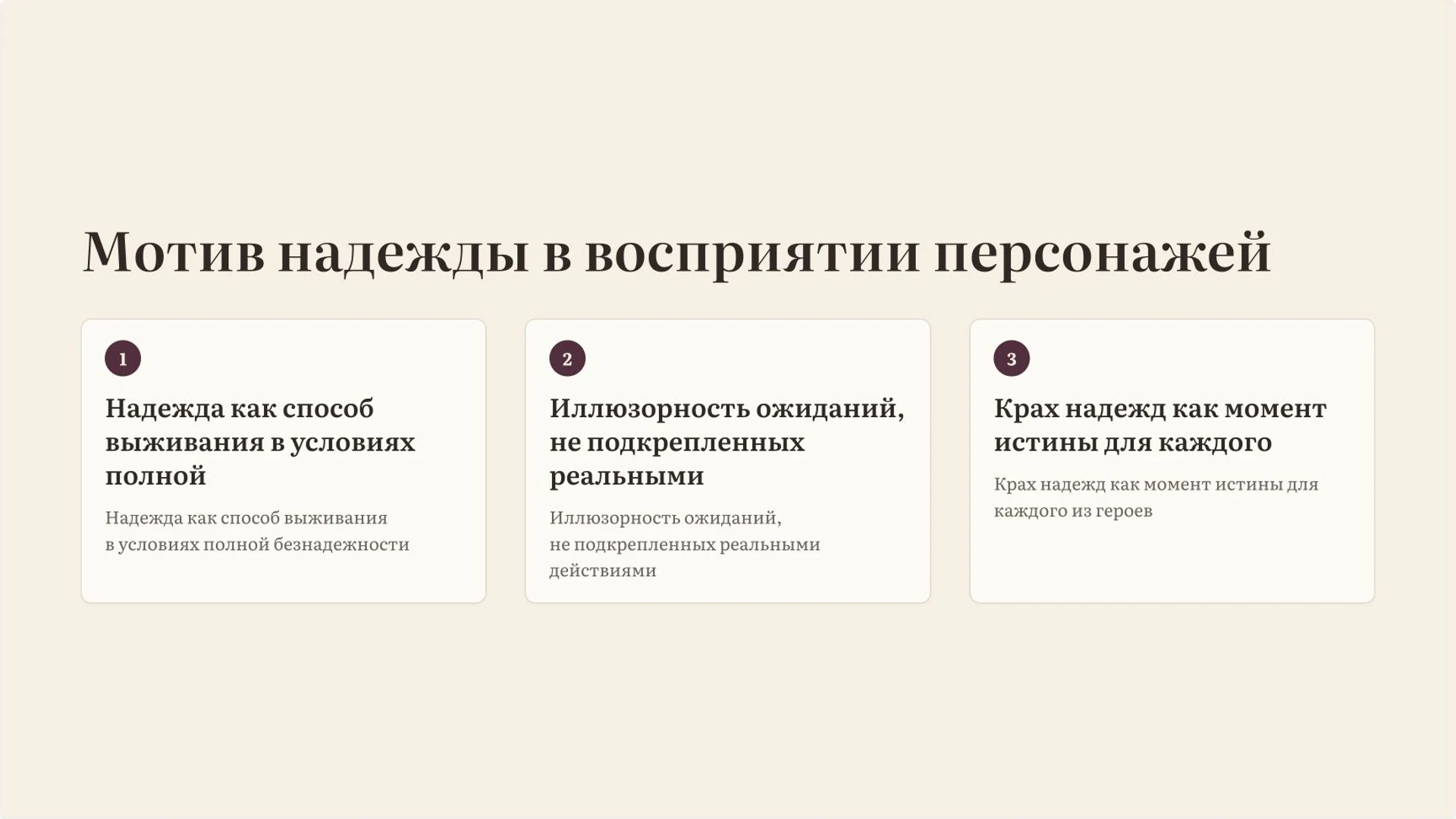 Слайд 11 «Мотив надежды в восприятии персонажей» из презентации ««На дне» М. Горького».