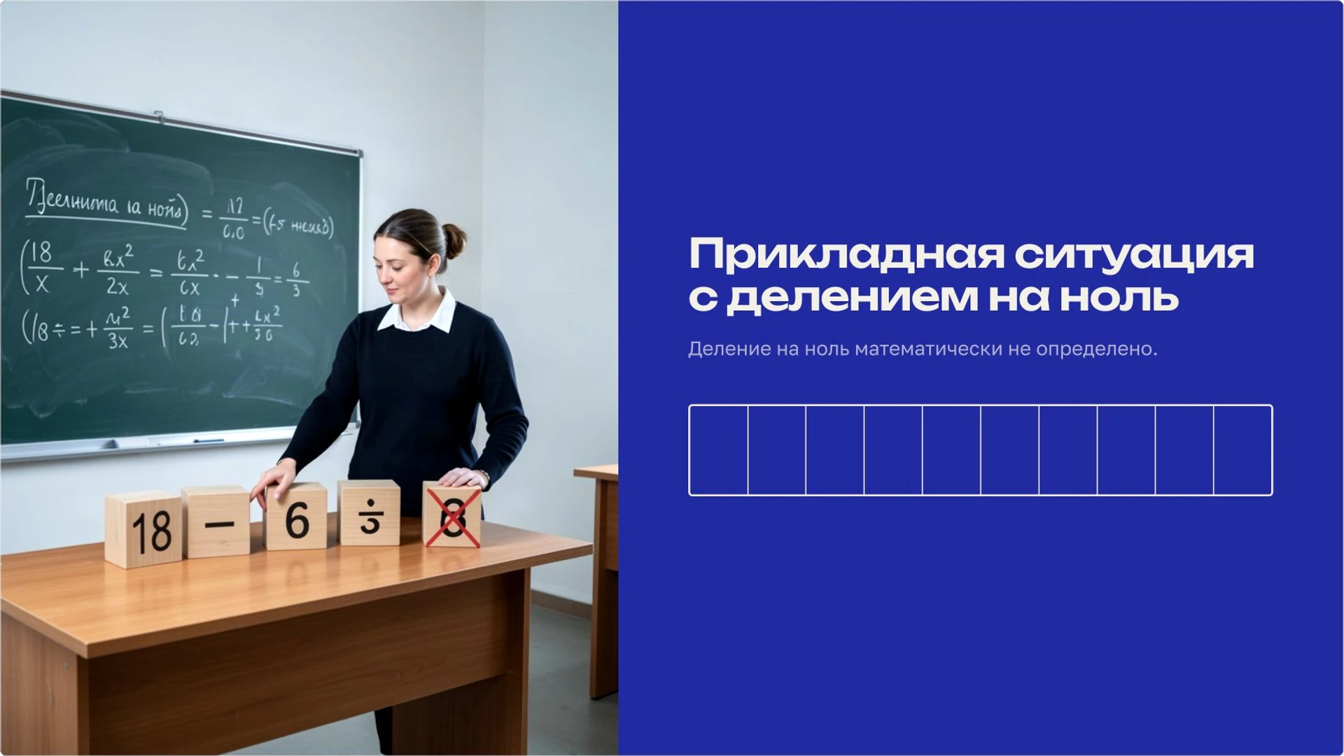 Слайд 8 «Прикладная ситуация с делением на ноль» из презентации «Числовые выражения и порядок действий».