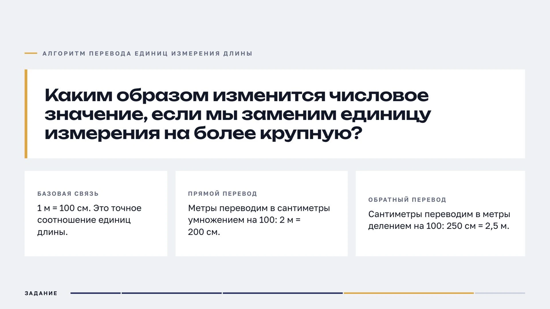 Слайд 7 «Алгоритм перевода единиц измерения длины» из презентации «Величины и единицы измерения».