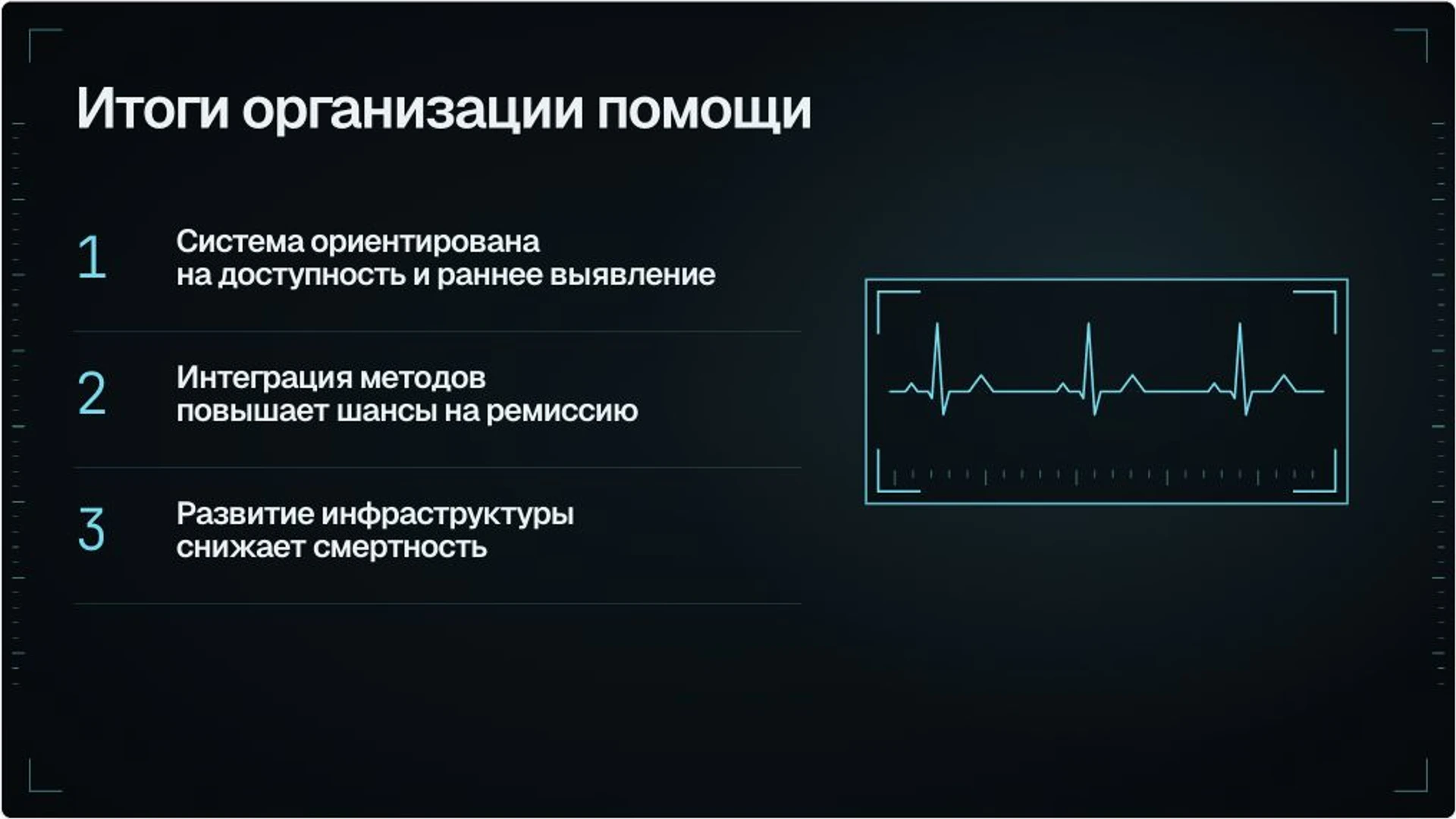 Слайд 18 «Итоги организации помощи» из презентации «Организация онкологической помощи».