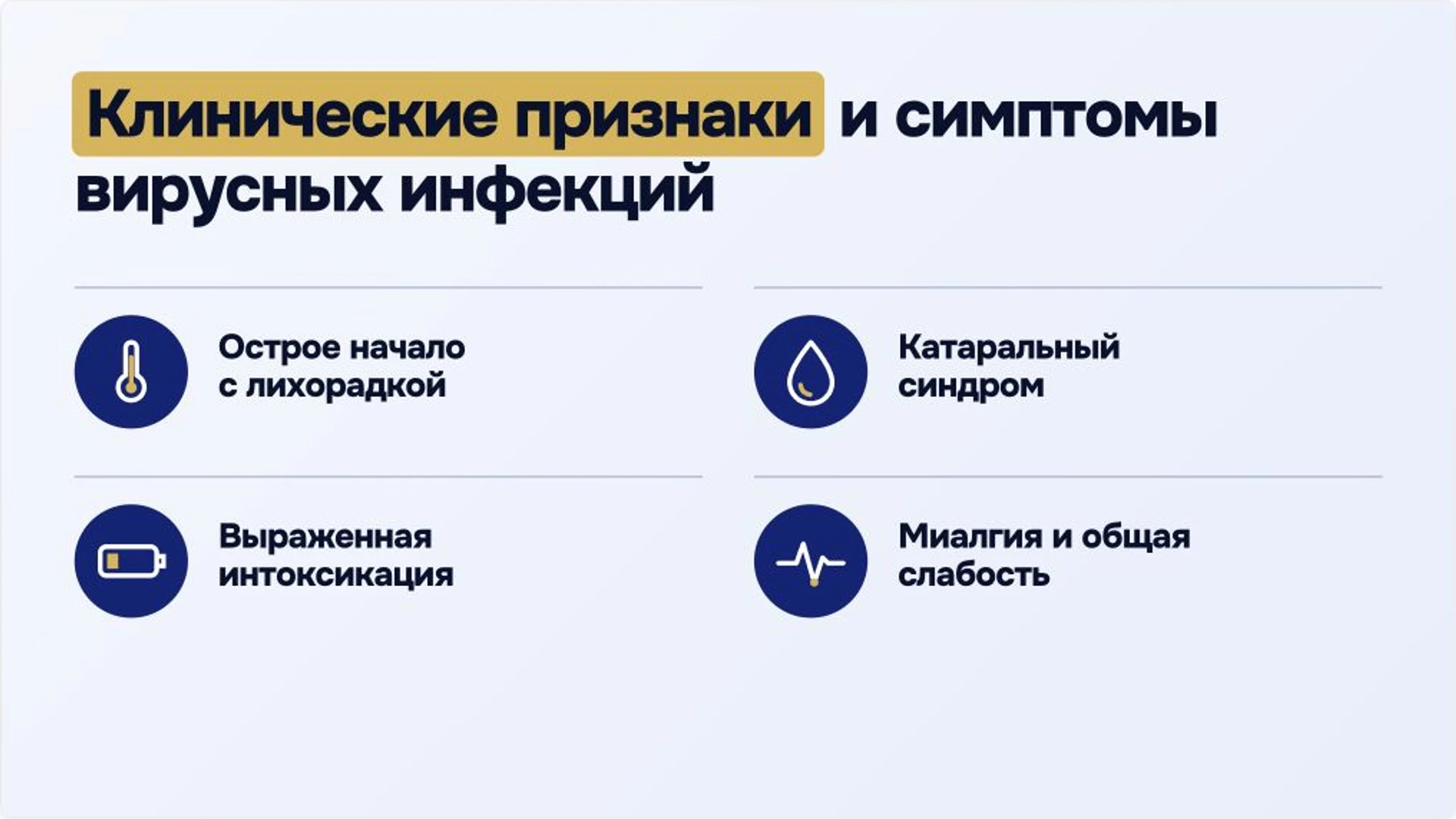 Слайд 6 «Клинические признаки и симптомы вирусных инфекций» из презентации «ОРВИ: причины, диагностика и профилактика».