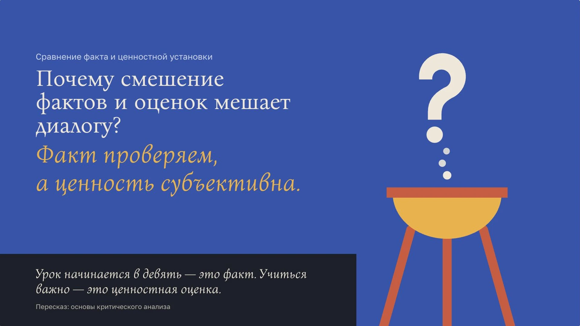 Слайд 3 «Различие факта и ценностной установки» из презентации «Мировоззрение человека».