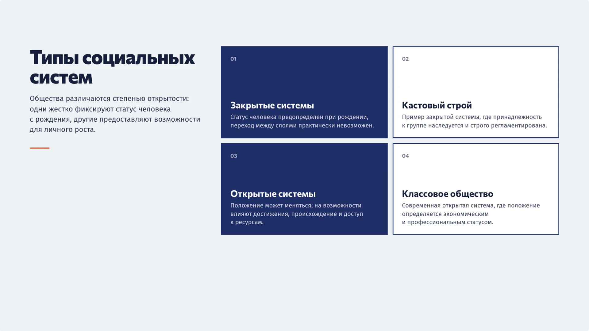 Слайд 5 «Типы социальных систем» из презентации «Социальная стратификация и мобильность».