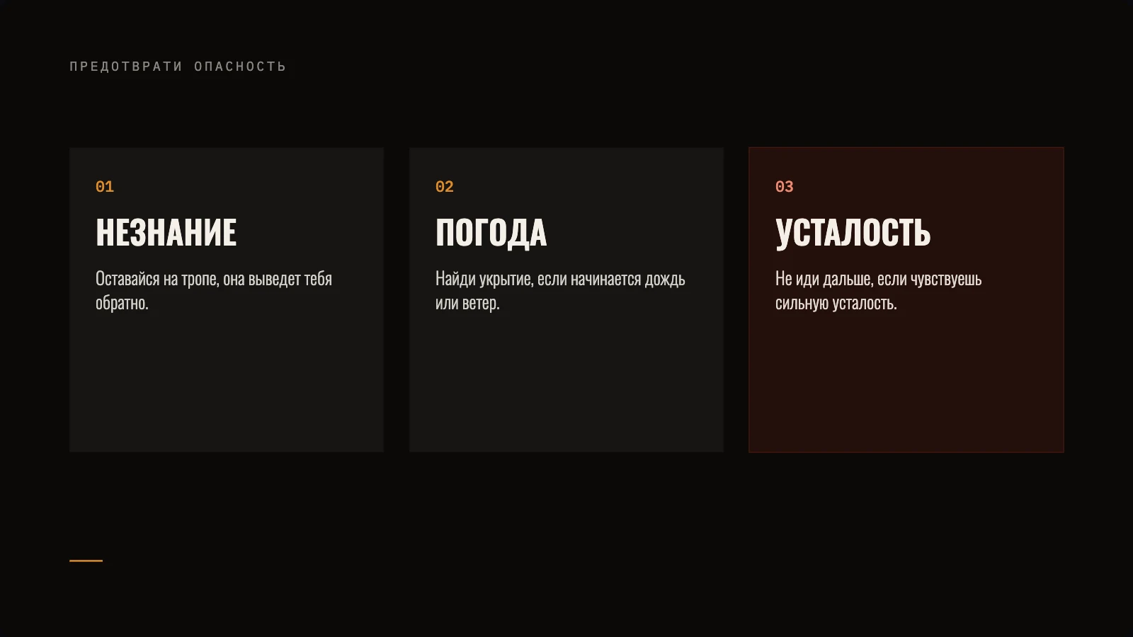 Три источника риска в лесу: незнание, погода, усталость