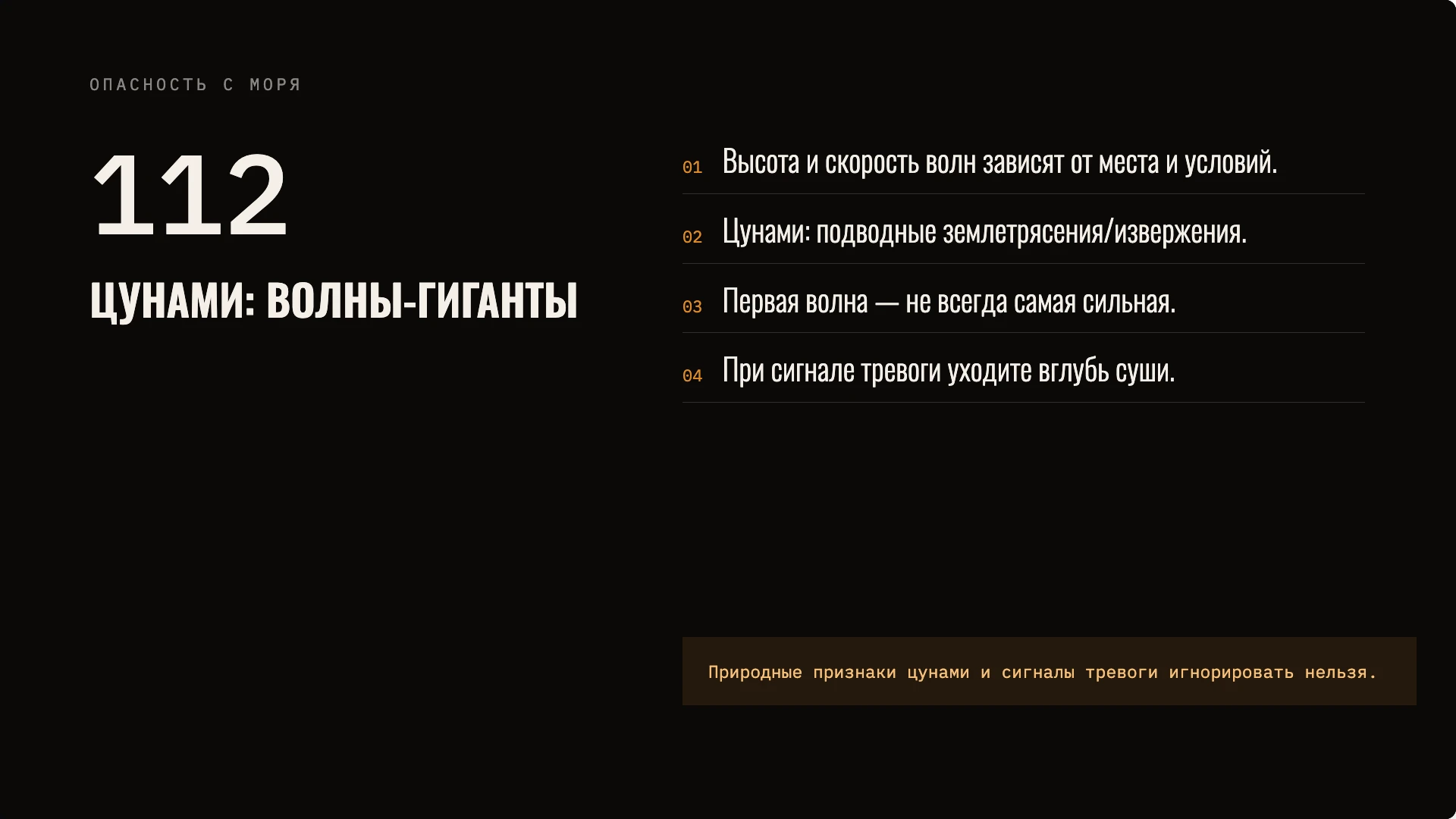 Слайд 4 «Цунами: волны-гиганты» из презентации «Действия при стихийных бедствиях».