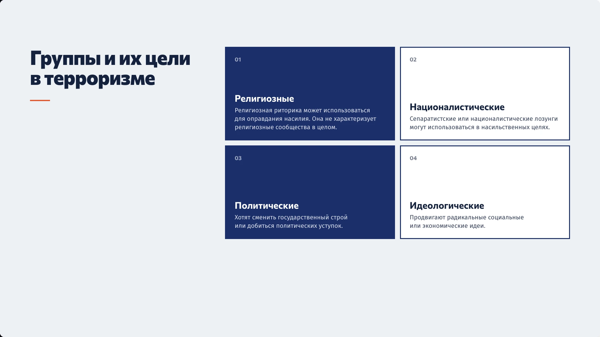 Слайд 7 «Группы и их цели в терроризме» из презентации «Терроризм как глобальная проблема».