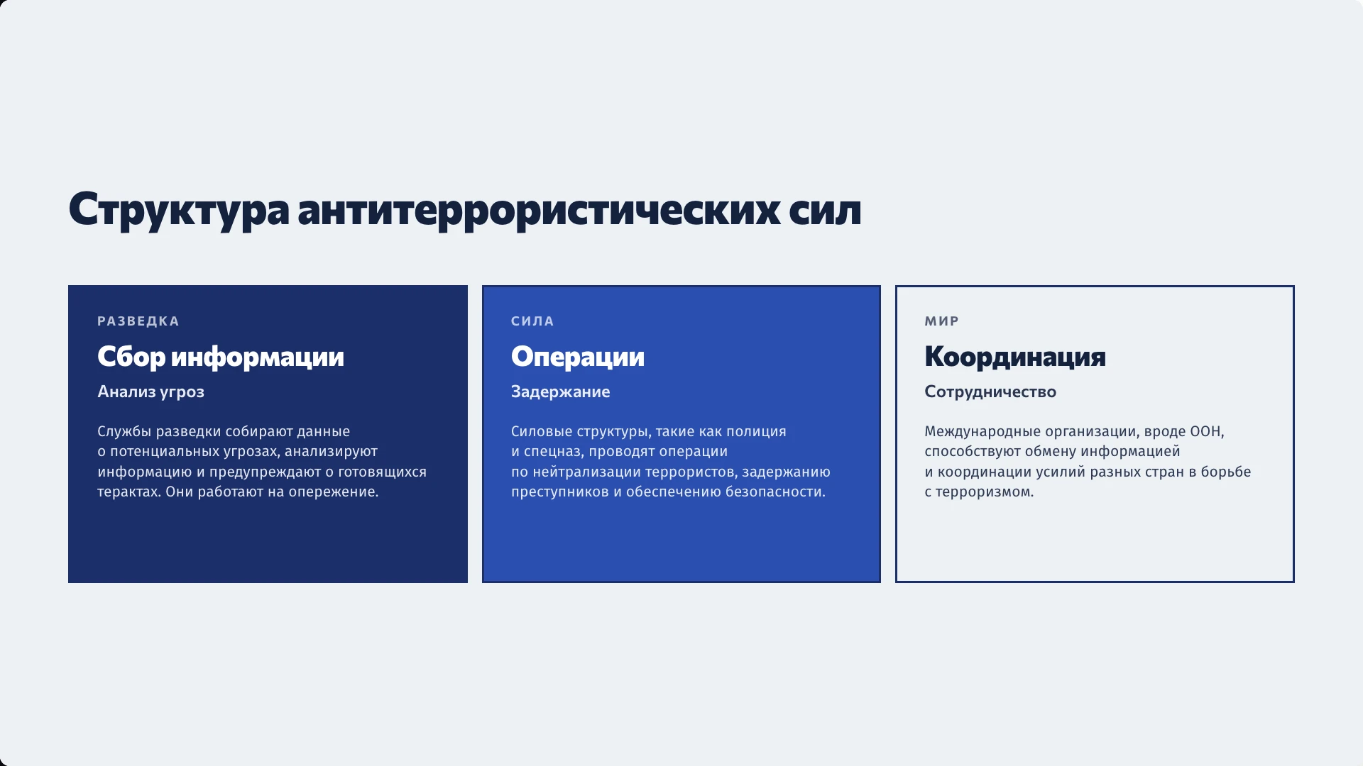 Слайд 9 «Структура антитеррористических сил» из презентации «Терроризм как глобальная проблема».