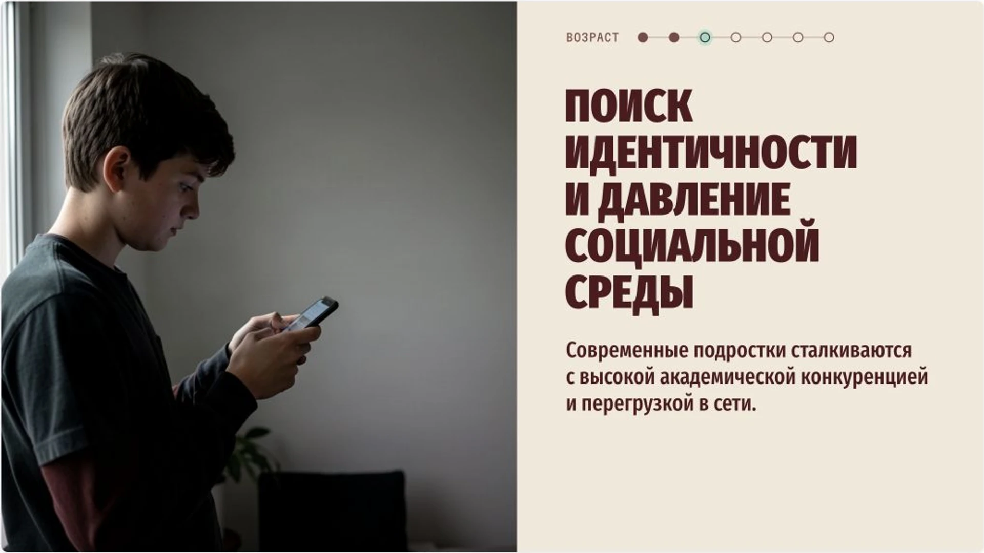 Слайд 4 «Поиск идентичности и давление социальной среды» из презентации «Поддержка подростков в кризисе: признаки риска и помощь».