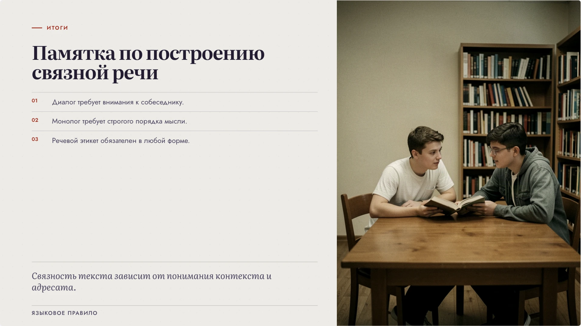 Слайд 10 «Памятка по построению связной речи» из презентации «Диалог и монолог: построение связной речи».