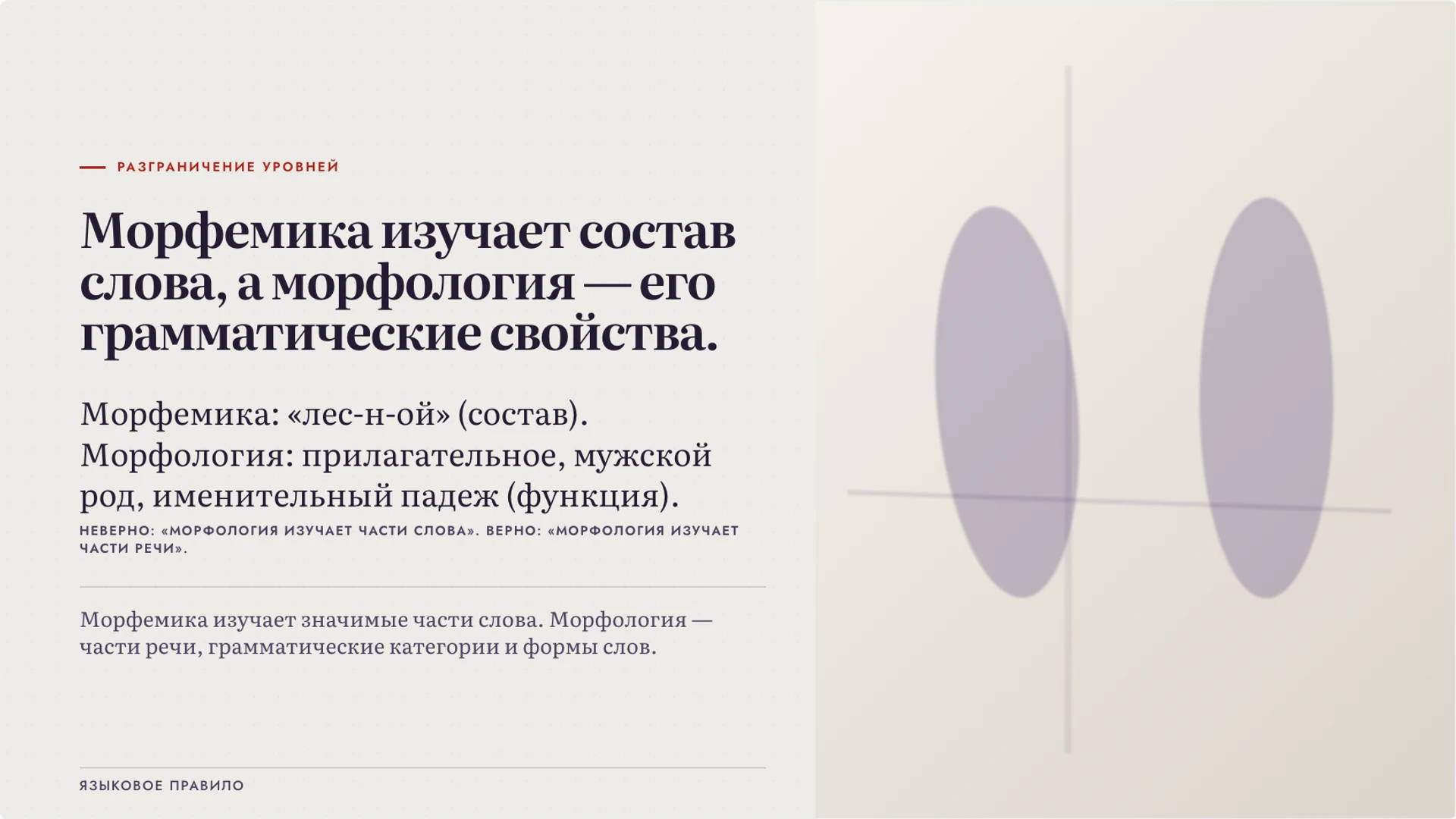 Слайд 4 «Морфология против морфемики» из презентации «Лингвистика: как наука изучает язык».
