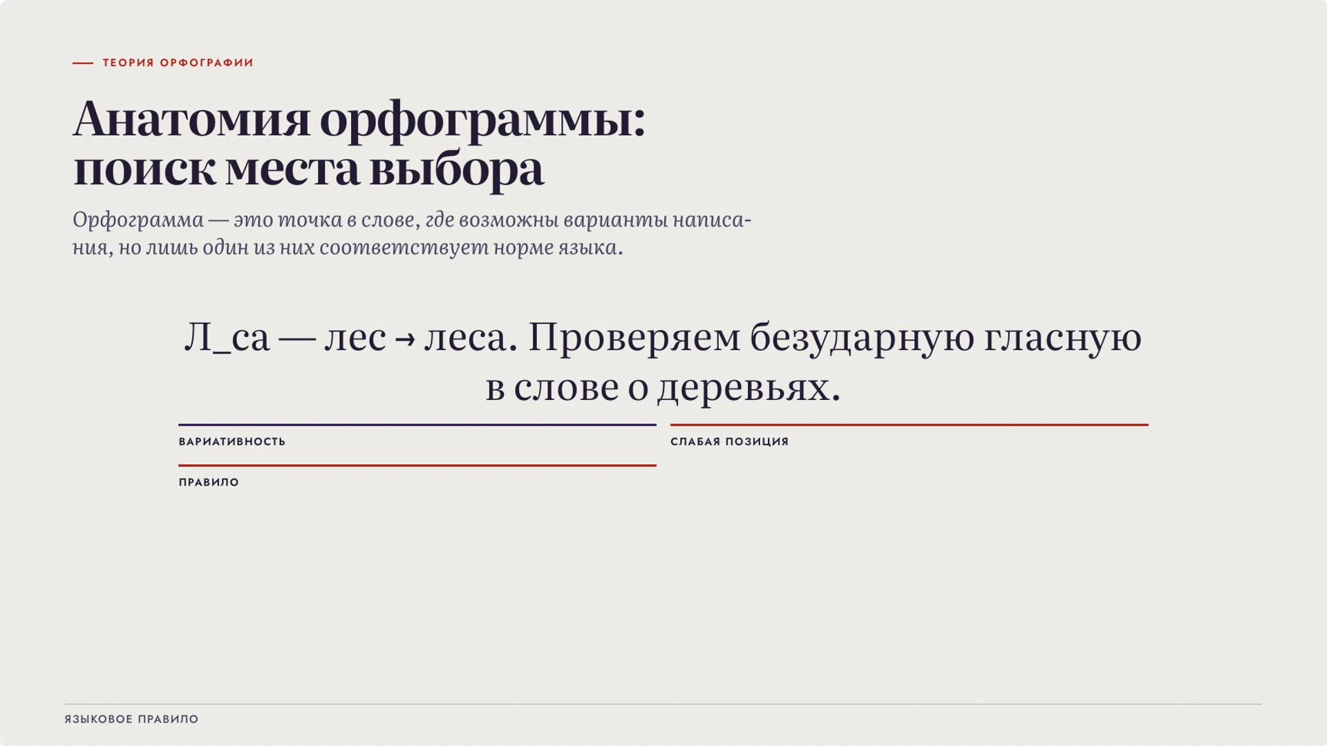 Слайд 3 «Анатомия орфограммы: поиск места выбора» из презентации «Орфография: орфограмма и выбор написания».