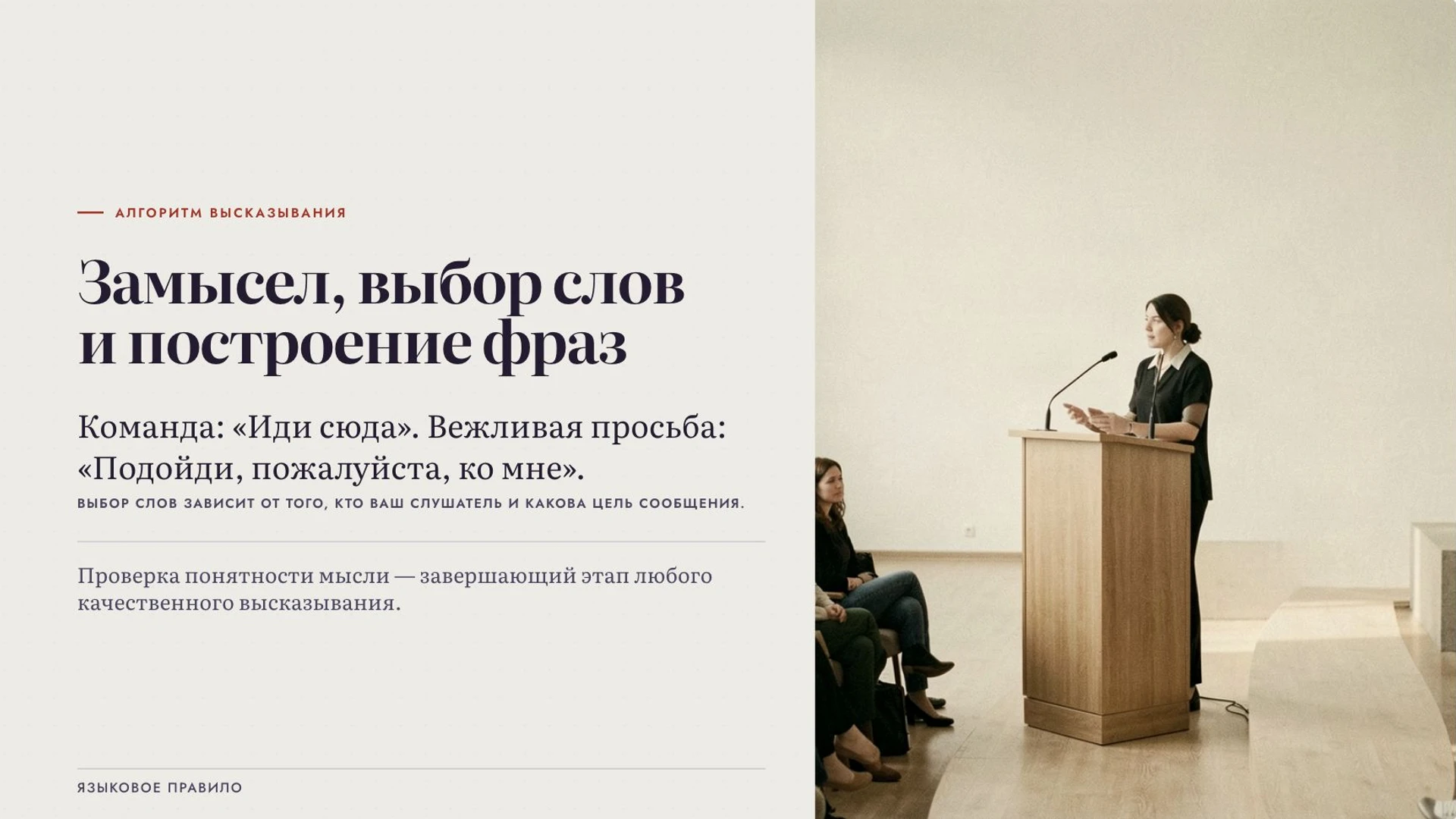 Слайд 4 «Формула успешного речевого высказывания» из презентации «Язык и речь».